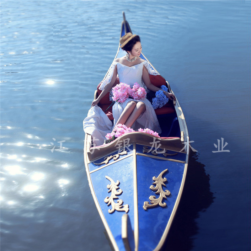 新品威尼斯贡多拉小艇 精美婚纱摄影木船 情侣休闲观光手划船