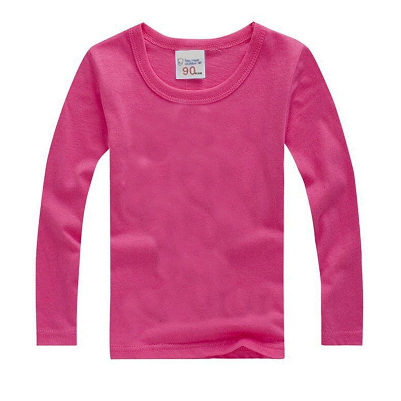Children's Long-Sleeve Cotton T‑Shirt, School/Teen, Solid Colors, Sizes 80–190 cm (Autumn)