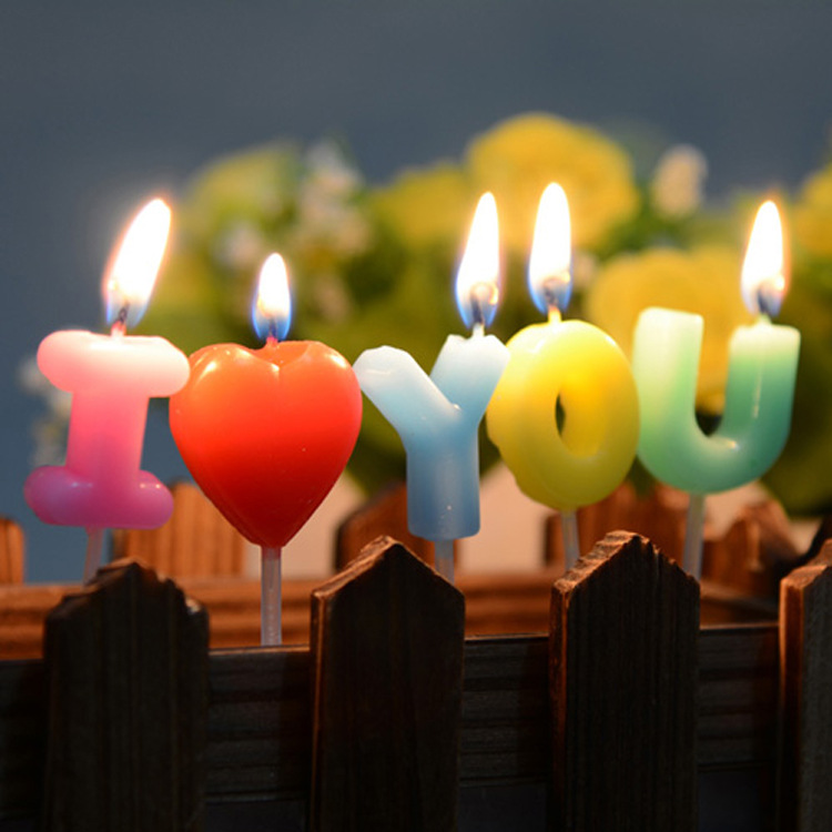 lovers birthday romantic decorate candle i love you birthday letter candle suit goods in stock wholesale