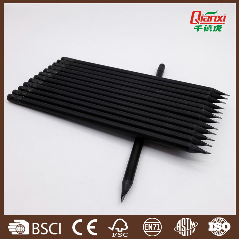廠家制作優質黑木帶皮頭鉛筆HB/2B書寫鉛筆多彩木桿禮品廣告鉛筆