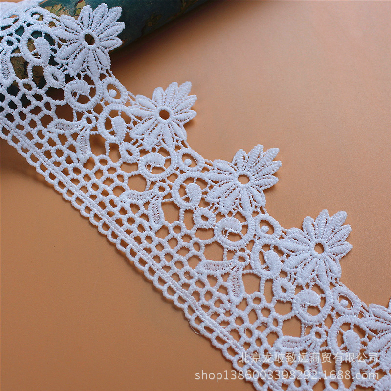 厂家直销 8.5CM牛奶丝优质花边 水溶花边花朵花边蕾丝刺绣花边