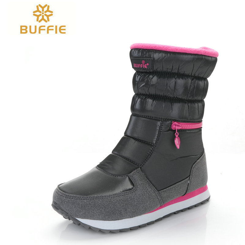 Botas de nieve de las mujeres de fondo plano a media pantorrilla impermeable cremallera engrosada zapatos de algodón transfronterizo Taobao suministro al por mayor entrega de una sola pieza