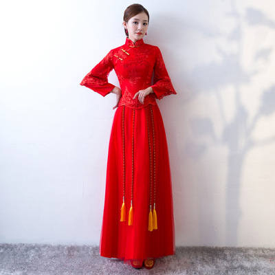 新款婚纱礼服_2019年新娘婚纱礼服中式结婚旗