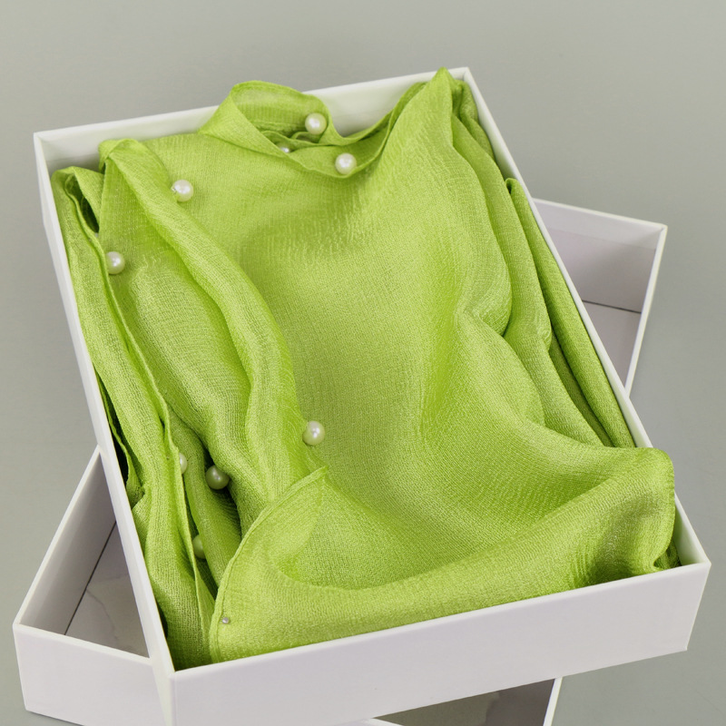 24# (3) -钉珍珠围巾荷兰亚麻单色围巾