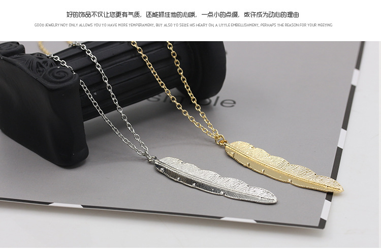 Fashion Alloy Leaf Feather Women's Necklace display picture 8