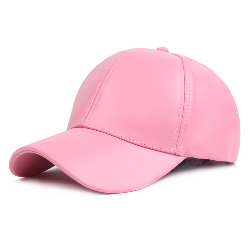 Leder Duckbill Cap Light Board Baseball Cap Herren und Damen Leder Cap Herbst PU Cap Monochrom Damen Modische und vielseitige Reise Cap_voghion.com