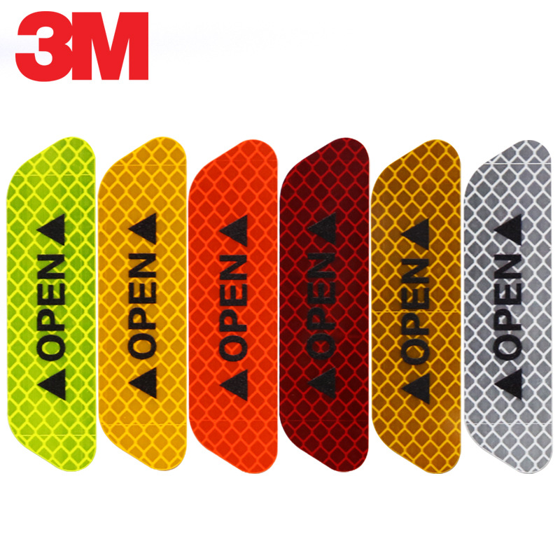 3M汽车开门安全反光贴警示贴open车门警示防撞条车身装饰创意贴纸