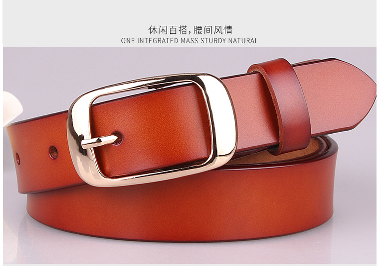 Simple Square Buckle Full Cowhide Leather Belt display picture 12