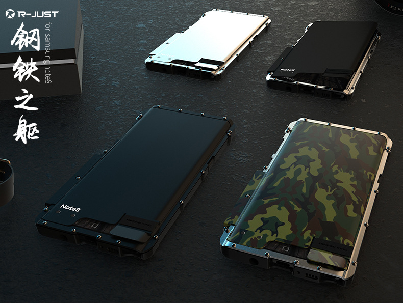 Armor King Iron Man Luxury Shockproof Stainless Steel Aluminum Metal Flip Case Cover for Samsung Galaxy Note 8