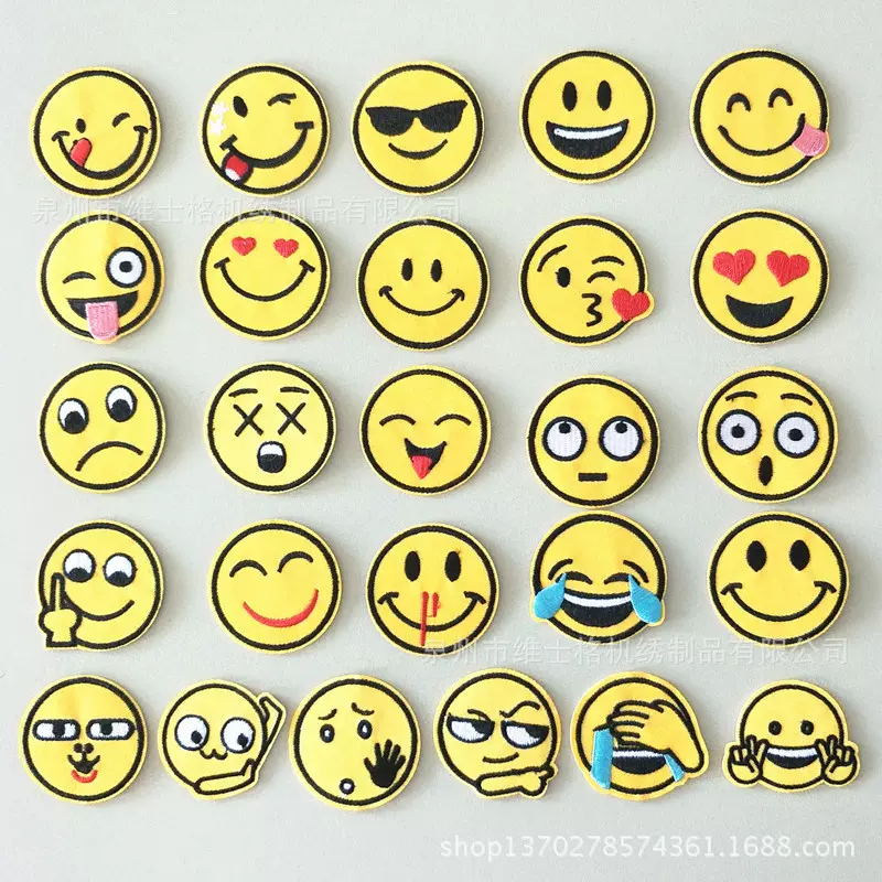 表情布贴补丁贴布儿童补贴衣服牛仔裤子时尚修补贴刺绣笑脸布贴