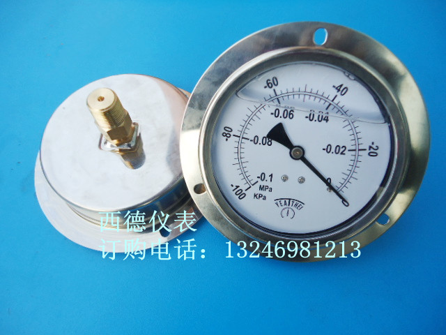 100MM背式带边耐震真空表 －0.1MPA/-100KPA真空表 负压表 3/8牙