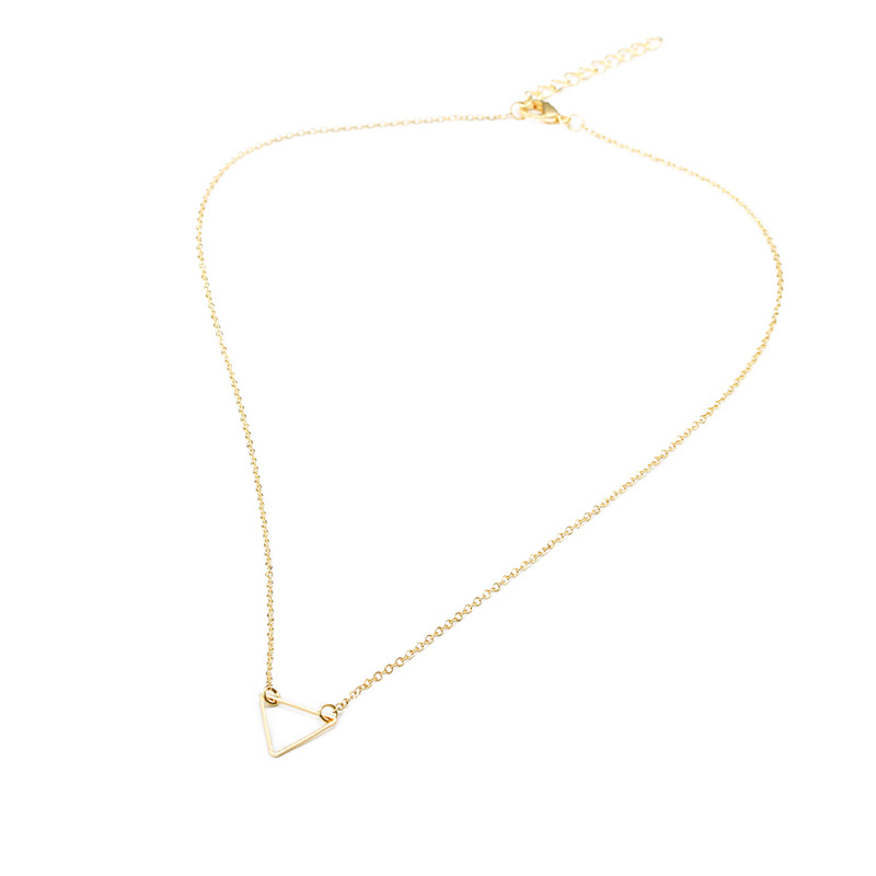 Geometric popular jewelry simple triangle pendant necklace fashion creative hollow sweater chain who