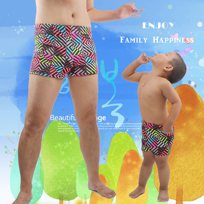 儿童泳裤男童亲子游泳裤父子装男士平角泳裤沙滩中大童学生游泳衣|ms