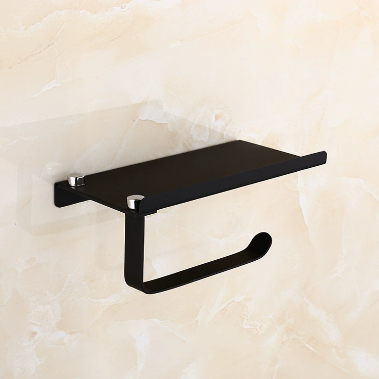 Toilet Paper Holder (SEREEY) 304 Stainless Steel with Shelf — Covered Towel Dispenser, Wall Mount