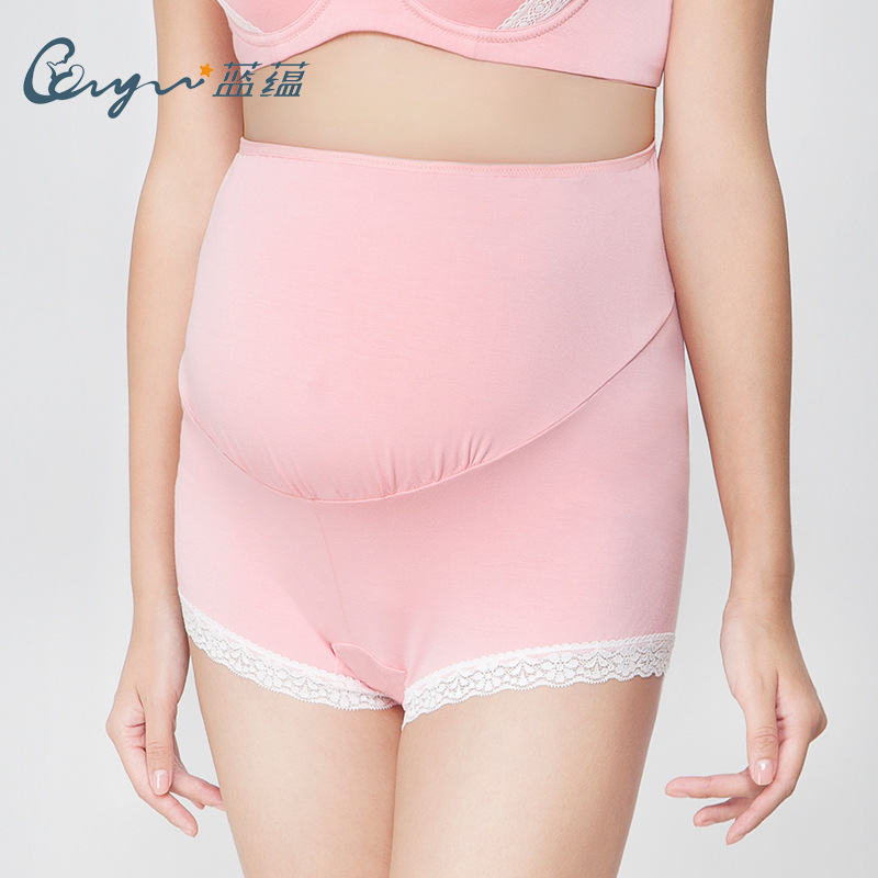蓝蕴孕妇内裤透气高腰托腹平角裤无痕孕期内裤厂家批发LK6803