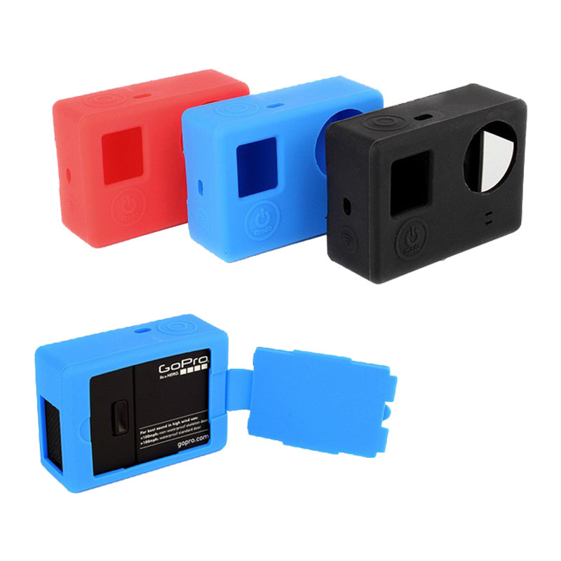 Applicable gopro3 +4 silicone case with back cover protective cover camera drop-resistant soft silicone camera accessories