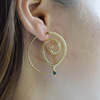 Round spiral, retro earrings with gears, European style, wholesale