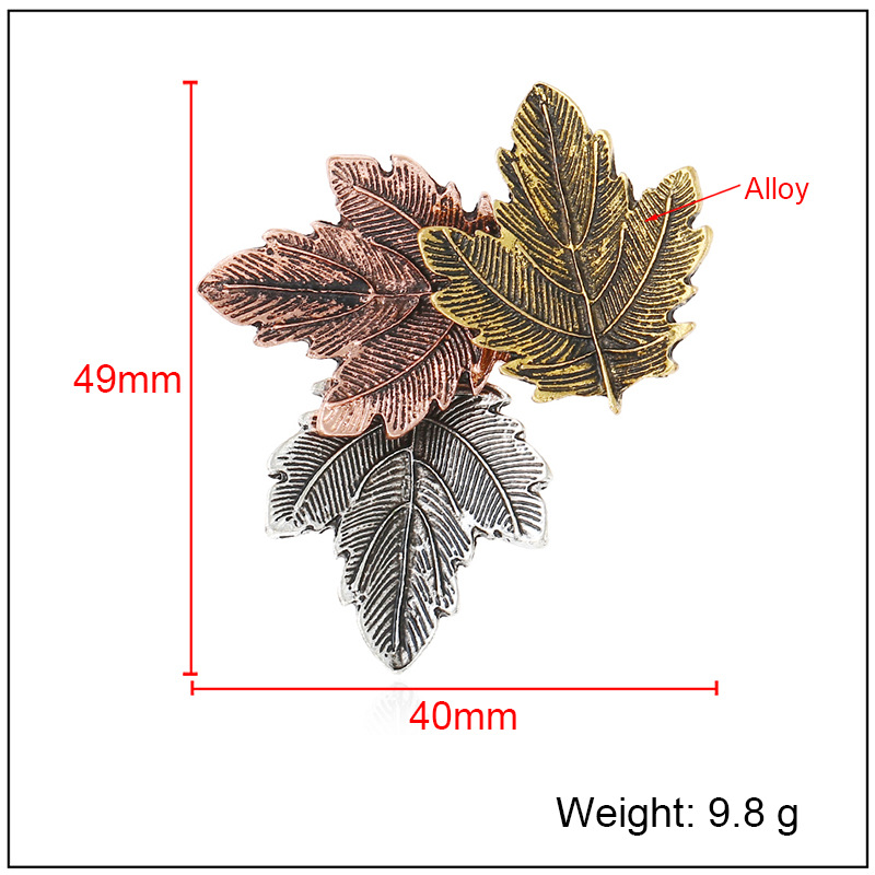 12g Weight Retro Pin Maple Leaf Alloy Plating Women'S Brooches