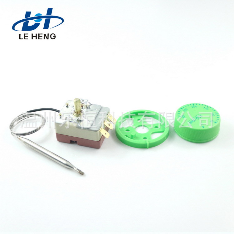 绿色平头旋钮温控开关热熔器配件毛细管200mm机械式温度控制器