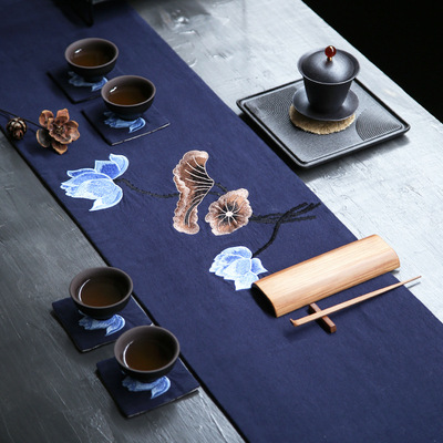 手工禅意茶席古风新中式桌旗茶垫干泡席梅兰竹荷功夫茶具配件桌旗|ms