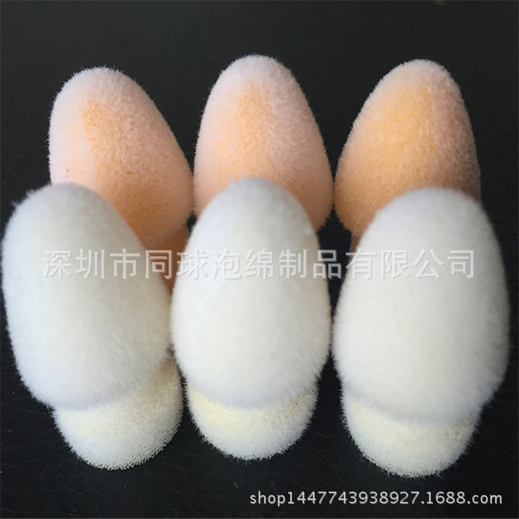 彩植绒海绵刷头配件 唇彩蘑菇泡绵头 50MM异形海棉植绒工厂