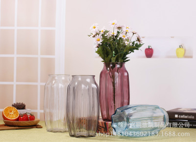 特价玻璃花瓶 彩色干花花瓶 客厅家居饰品摆件 子怡款八角花瓶