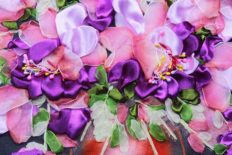 Oujin nianhua cinta bordado fábrica directa color impresión colgante pintura púrpura flor fragancia sala de estar entrada pintura decorativa