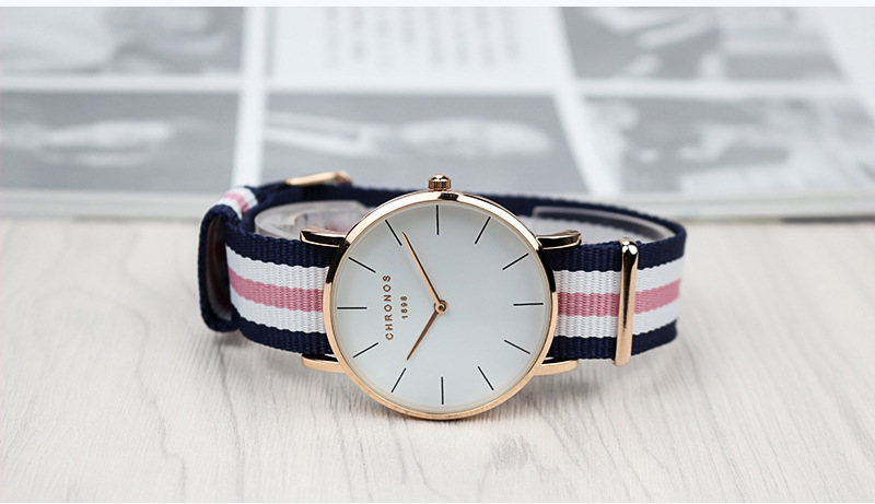 Chronos Quartz Watch For Men, Stylish Simple Nylon Strap Design_voghion.com