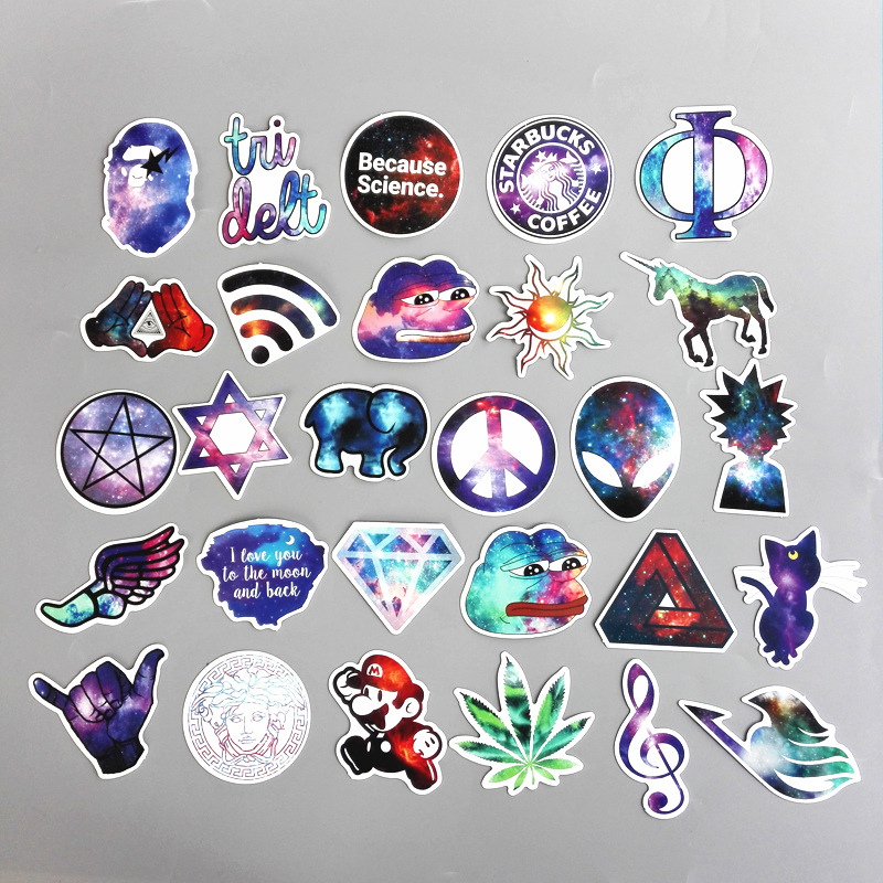cute 28pcslot galaxy color waterproof sticker car laptop phone