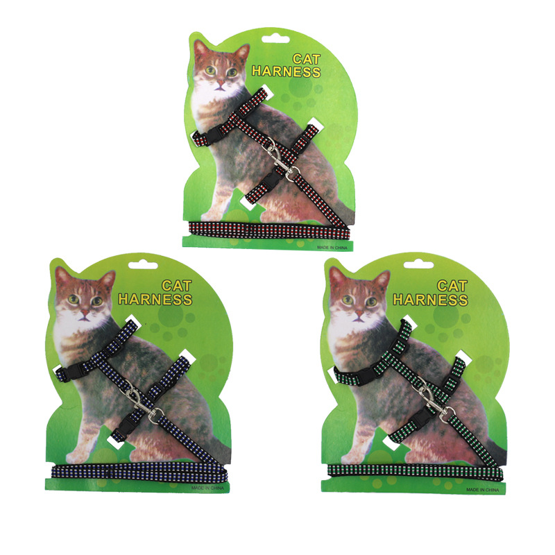 Mascota en forma de I cuerda de tracción de nylon tejida Cadena de gato pequeño gato perro traje de tracción cuerda de gato cómodo