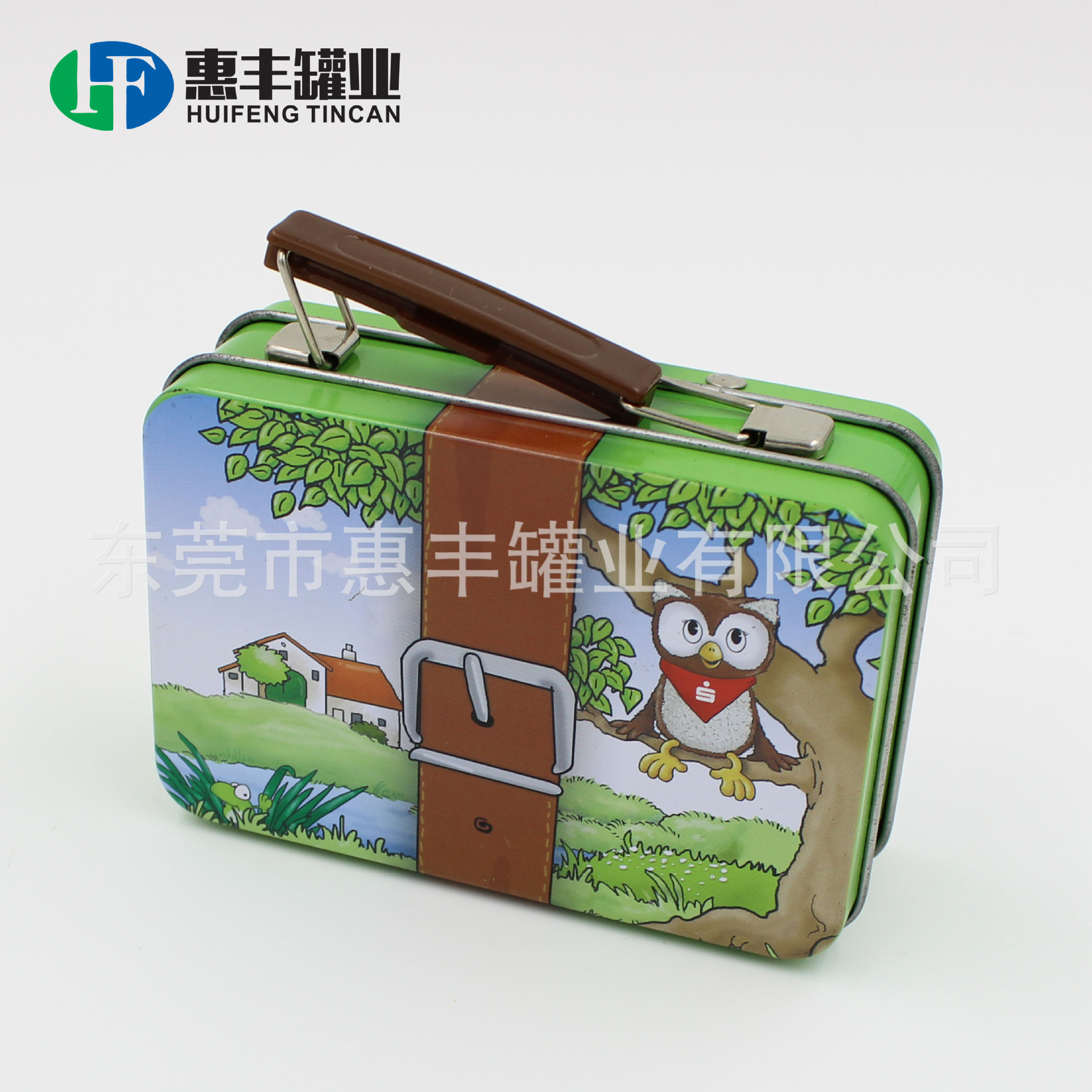 供应出口精美马口铁手挽罐 手表配件铁盒 迷你手提箱铁盒tin can