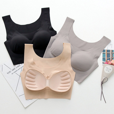 summer Thin section Single chip No trace lady Underwear Wireless sleep Bra Borneol Bras Removable chest pad