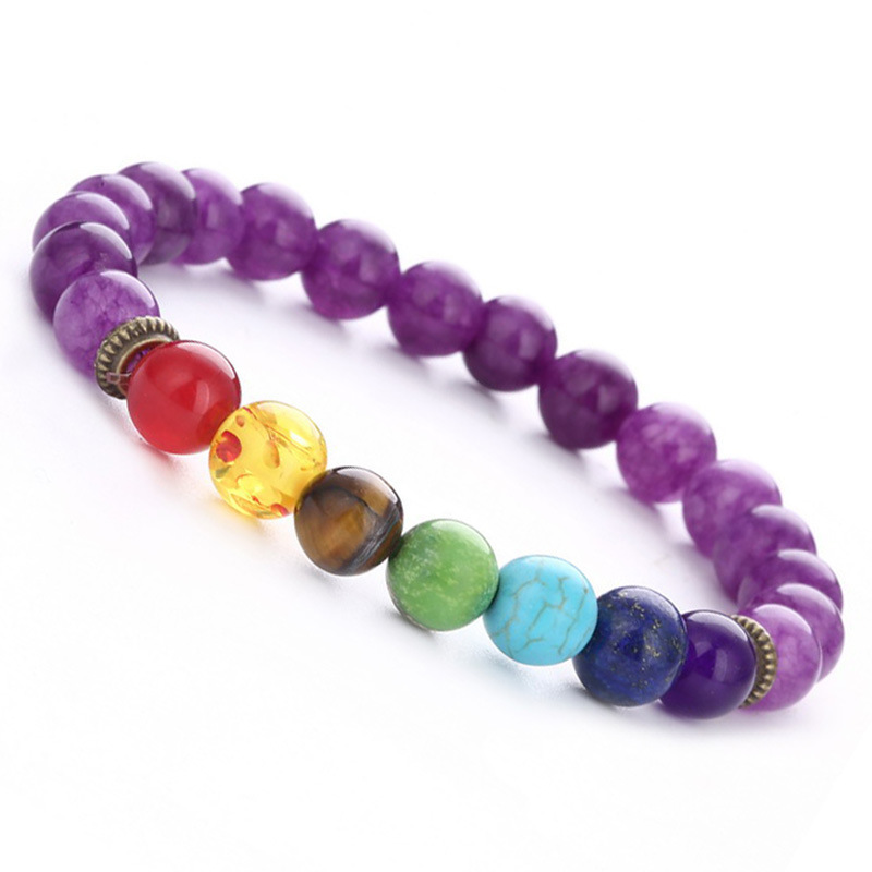 New Jewelry yoga seven-pulse beaded bracelet stone 7-wheel imitation amethyst Tiger Eye blue gold bracelet New Jewelry yoga seven-pulse beaded bracelet stone 7-wheel imitation amethyst Tiger Eye blue gold bracelet