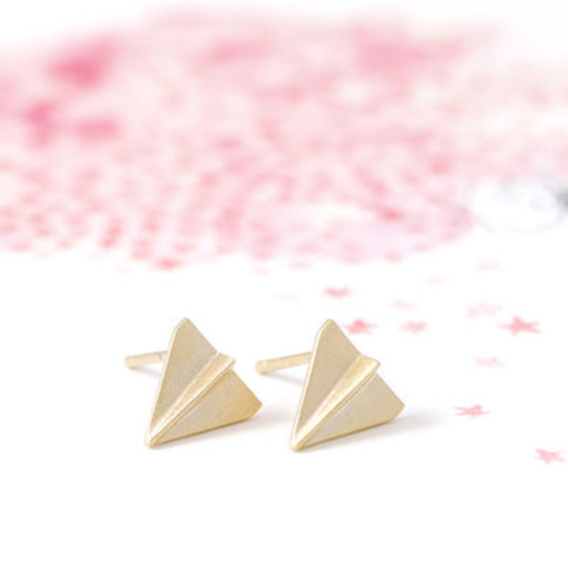 New Cute Mini Airplane Earrings Alloy Plated Gold Silver Paper Airplane Earrings Wholesale display picture 17