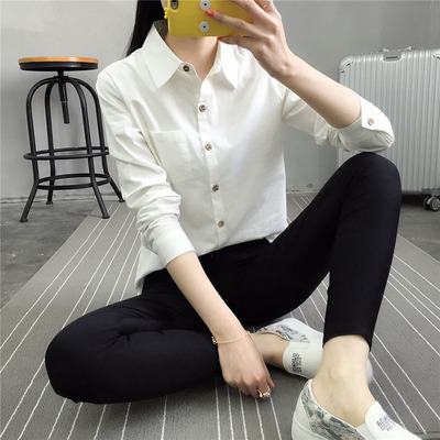 100% pure cotton spring and autumn new pattern shirt Long sleeve Easy leisure time Versatile College wind Primer Cardigan jacket
