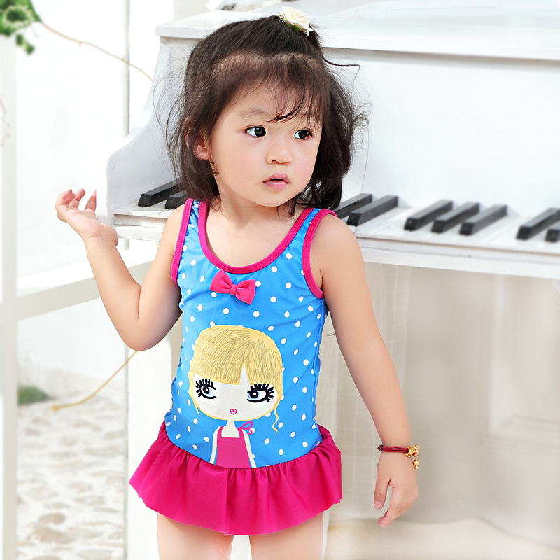 Children's blue cartoon cute swimwear for swimming