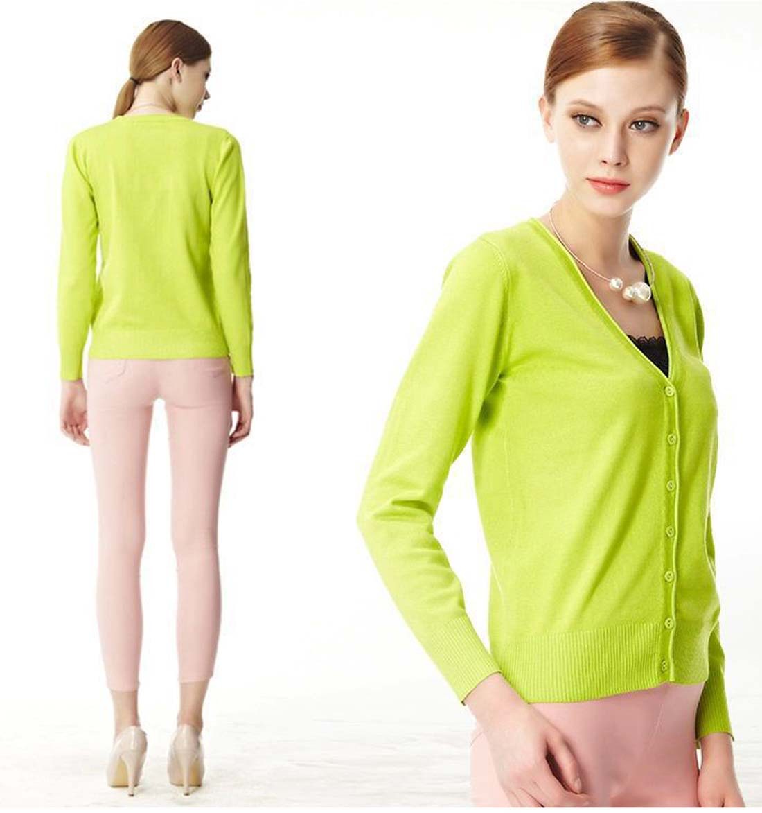 春夏秋 薄手 Vネック 日焼け止 冷房対策 毛玉 (9)