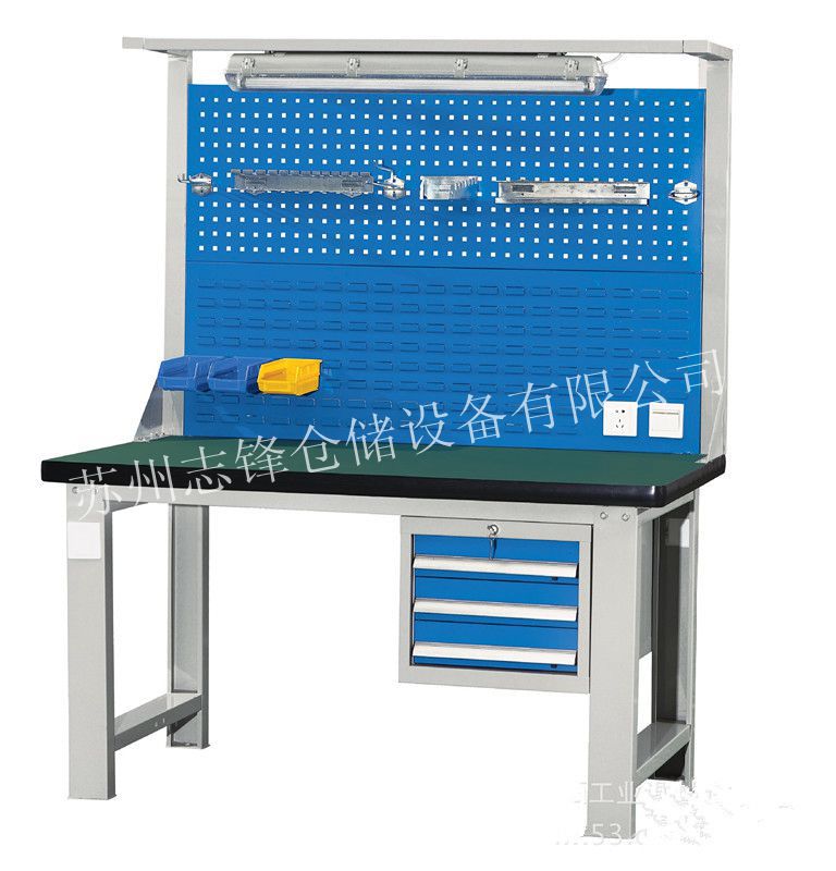 双面带轮移动钳工台不锈钢工作台带挂板带灯架打包桌操作台