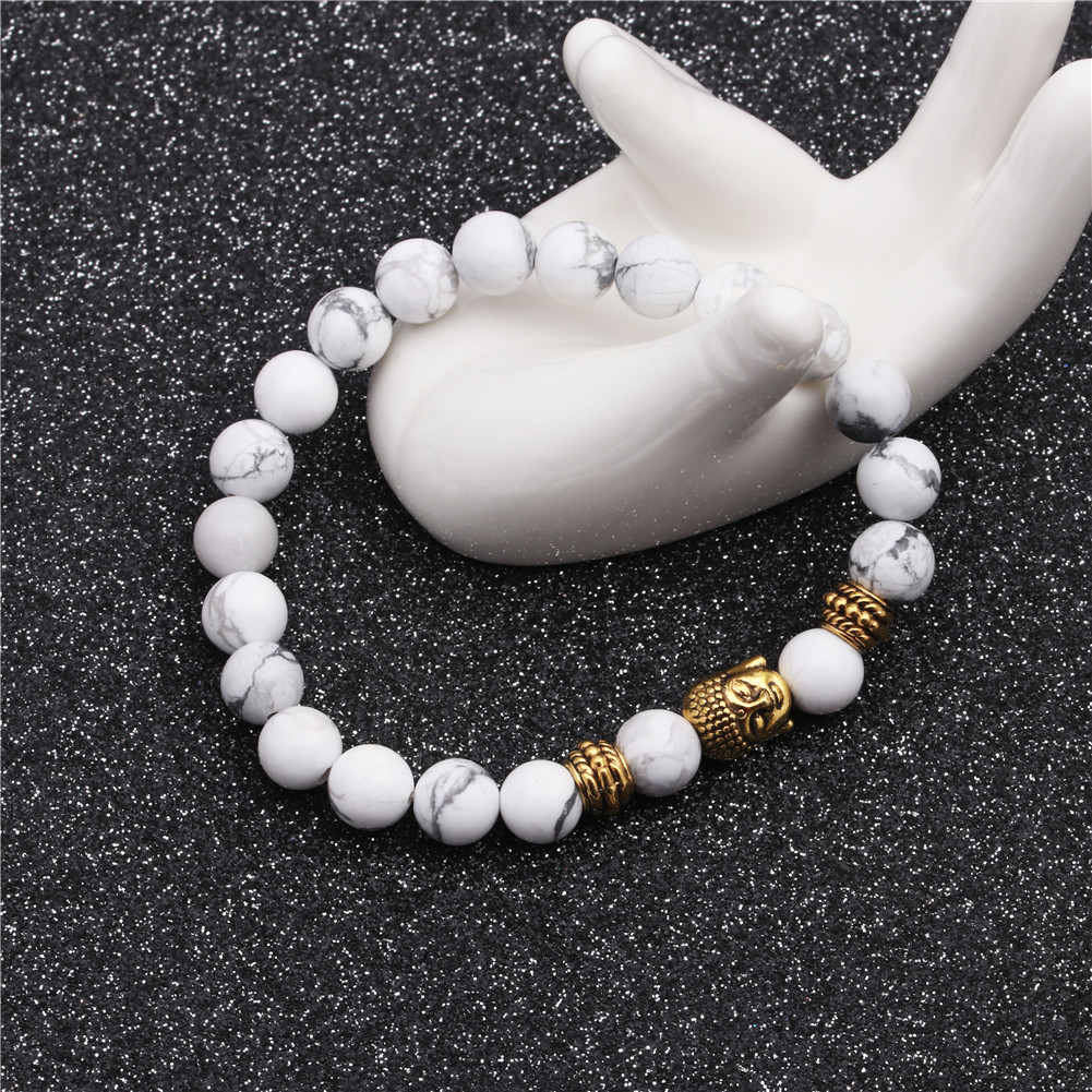 8mm White Pine Stone Head Bracelet Natural Stone Diy Beaded Bracelet Jewelry display picture 9