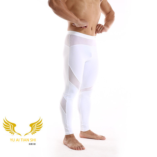 Men's nylon mid-waist sports fitness cycling pants, fashionable casual pants, one-piece drop shipping tight pants for men