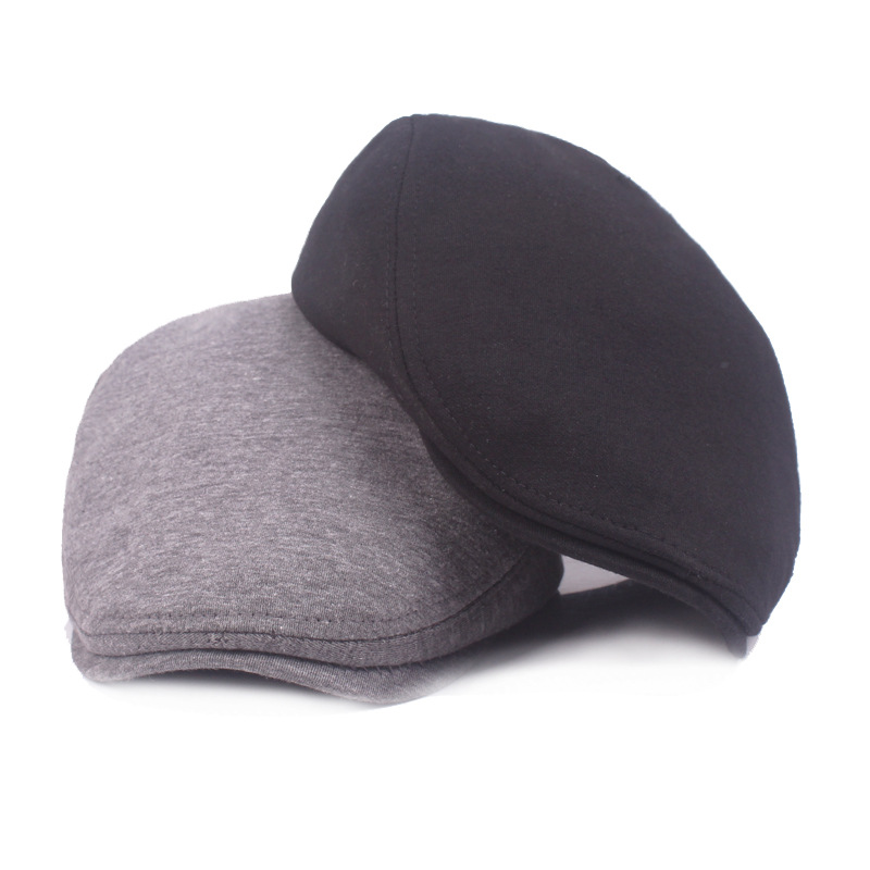 Men's Retro Solid Color Flat Eaves Beret Hat display picture 4