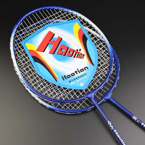 Haotian 105 badminton racket double racket 2 pack family student ferroalloy racket with racket set