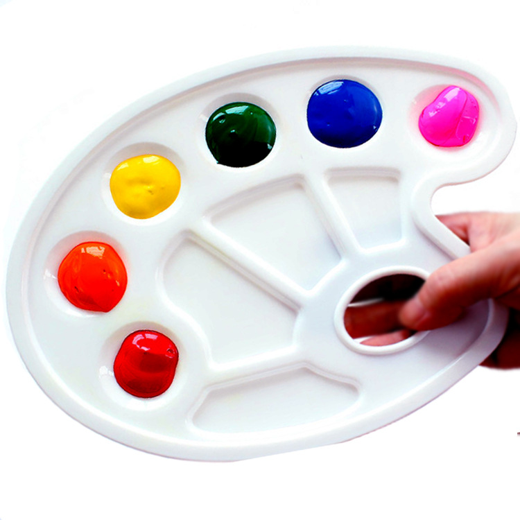 兒童繪畫調色盤水彩水粉丙烯顏料手指畫調色板幼兒美術馬蹄形小號