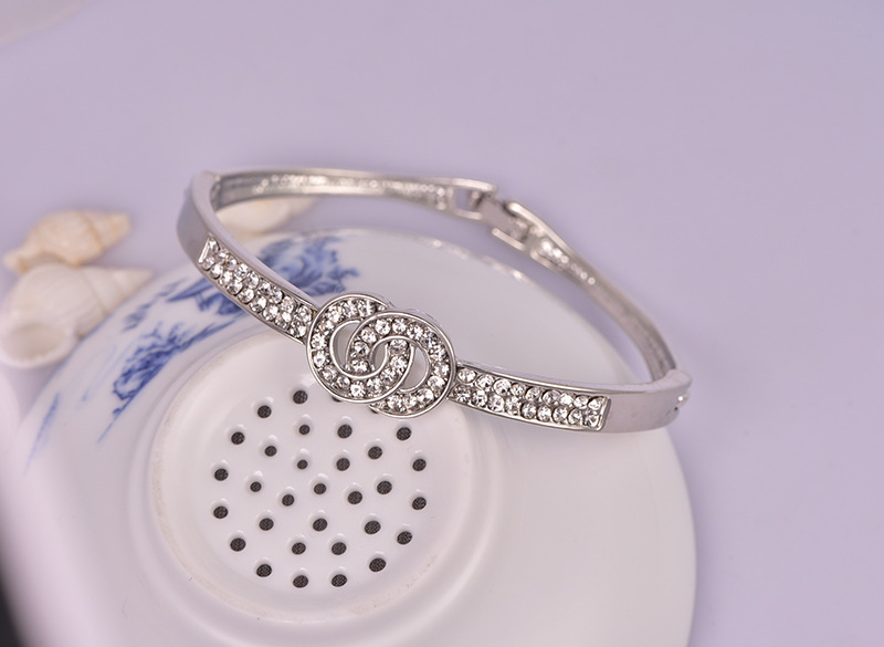 Double Ring Gemstone Bangle Bracelet For Women Elegant Jewelry_voghion.com