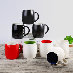 新品促銷德化陶瓷杯子創意大肚酒桶杯帶蓋勺個性馬克杯雕刻印製