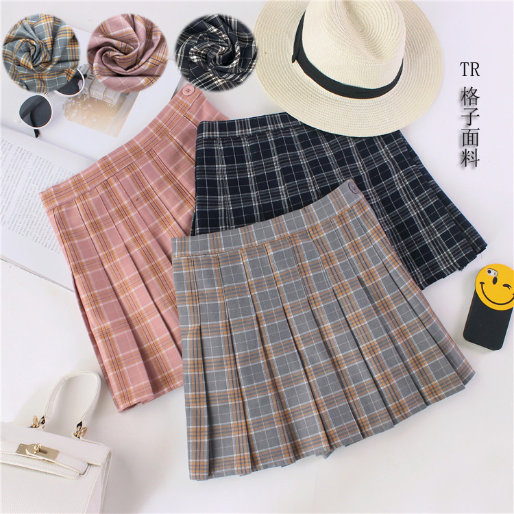 厂家供应  TR格子布  校服裙时尚半身裙面料