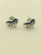 欧美外贸款logo 耳钉 LOVE英文字母心形刻字耳钉低价批发