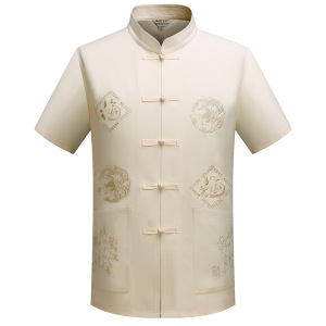 Style Tang suit for men short sleeve Hanfu national Han suit morning exercise suit men residence uniform