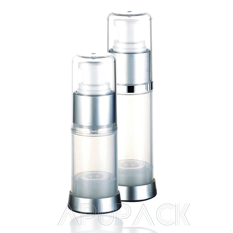 15ml高档椭圆形PP真空瓶精华瓶电化铝底座 AS上盖 鸭嘴泵头