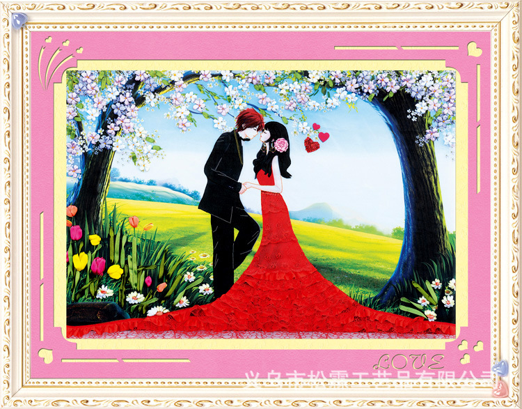 Oujin nianhua cinta bordado fábrica directa color impresión colgante pintura nos encanta la sala de estar entrada de la sala de pintura decorativa